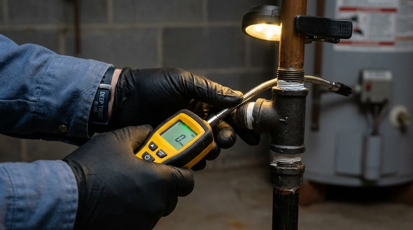 Gas leak detection with electronic sniffer by Johns Plumbing LLC in Tomah
