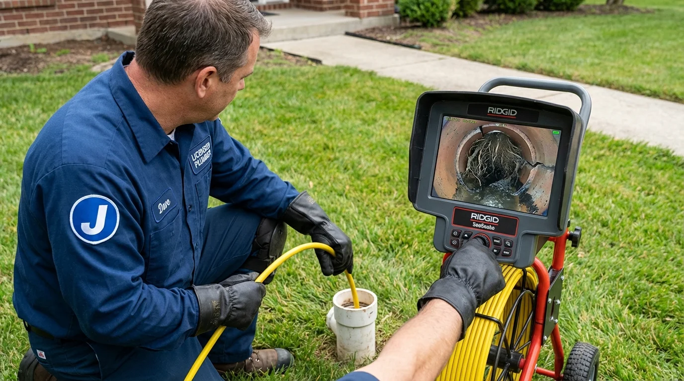 Sewer camera inspection being performed by Johns Plumbing LLC in Tomah